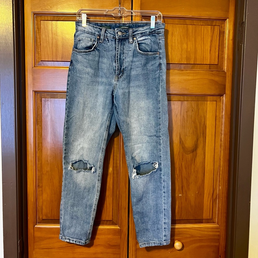 Wild Fable Highest Rise Mom Jeans, Distressed Light Blue Wash, Size 8